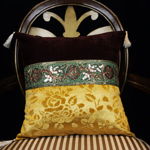 Handmade embroidered decorative throw pillow cushion & covers for home. In silk, cotton, polyester & canvas. Bring your home interior decoration ideas to life.