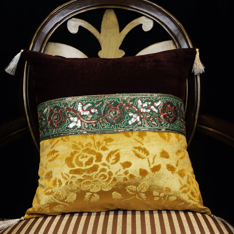 Handmade embroidered decorative throw pillow cushion & covers for home. In silk, cotton, polyester & canvas. Bring your home interior decoration ideas to life.