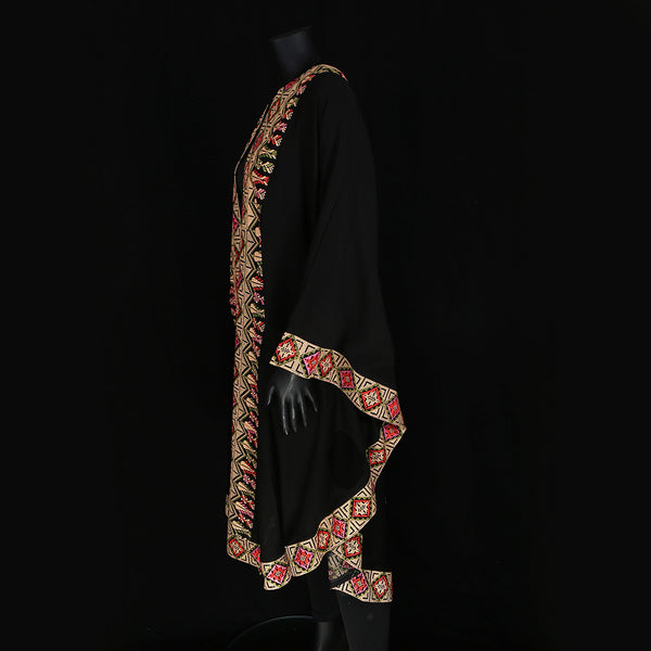 Embroidered Cape Dress - Royal Black