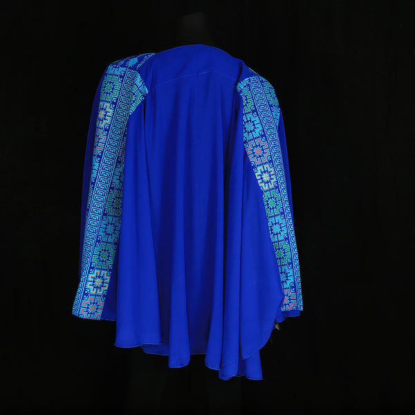 Embroidered Cape Dress - Royal Blue