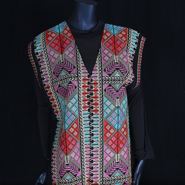 Embroidered Sleeveless Jacket - Black