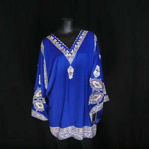 Block printed by hand Loose Fitting Top - Royal Blue