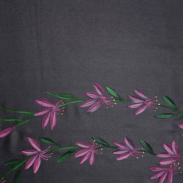 Hand painted Scarf - Grey Pink