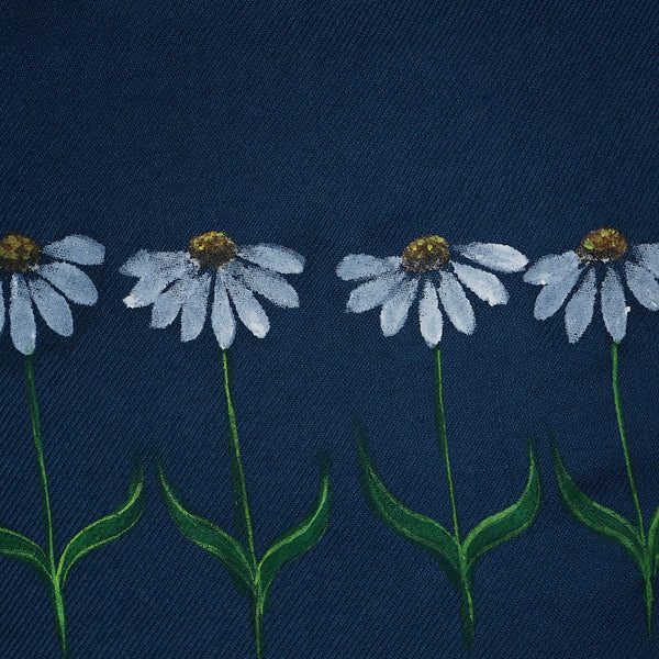 Hand painted Scarf - Grey Daisies
