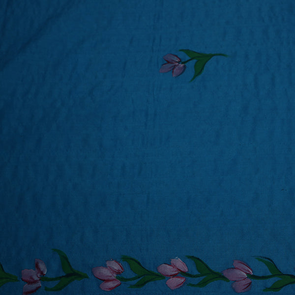 Hand painted Scarf - Turquoise Rose