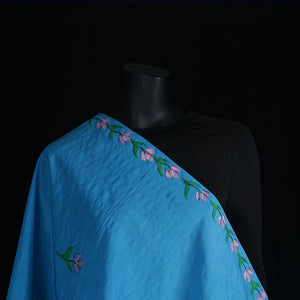 Hand painted Scarf - Turquoise Rose