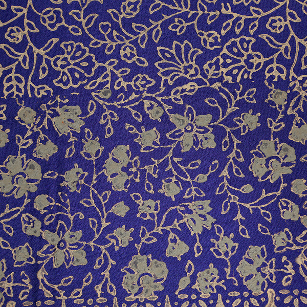 Hand printed Wide Pashmina Scarf - Royal Blue