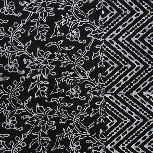 Hand printed Wide Silk Scarf - In Black & White