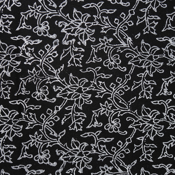 Hand printed Wide Silk Scarf - In Black & White