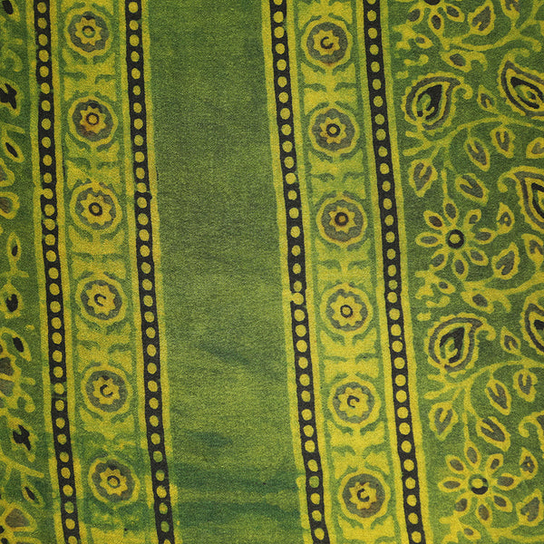 Hand printed Silk Scarf - Emerald green