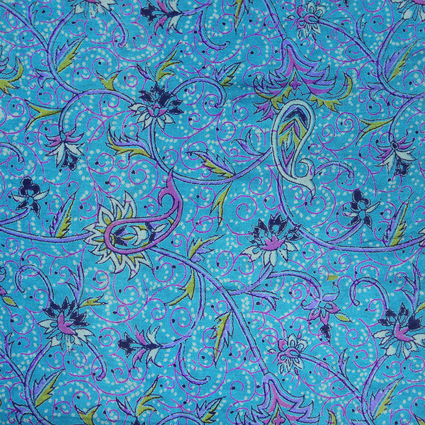 Pure Handwoven Silk Scarf - Blue Paisley