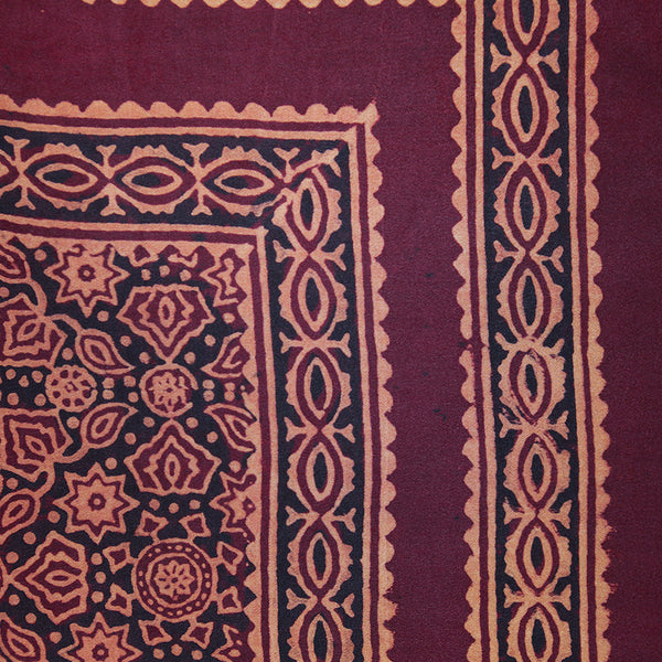 Hand printed Silk Scarf - Wine Red