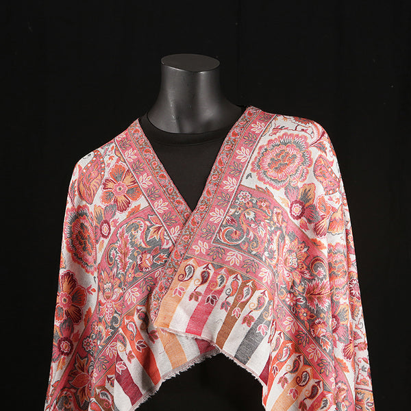 Handmade Pashmina Ladies Shawl / Scarf - Cream Pink