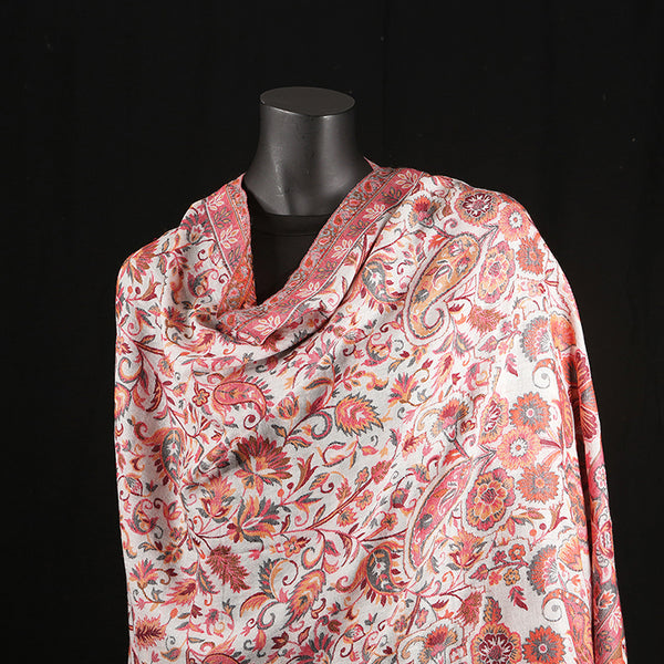 Handmade Pashmina Ladies Shawl / Scarf - Cream Pink