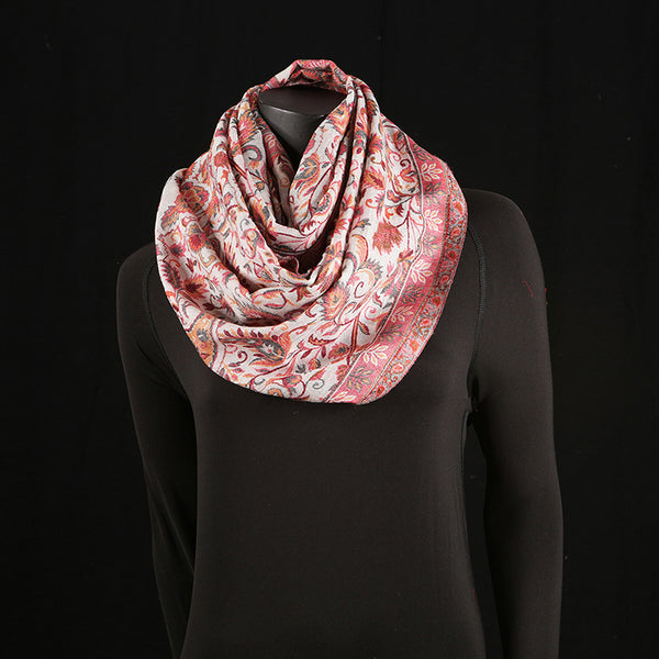 Handmade Pashmina Ladies Shawl / Scarf - Cream Pink