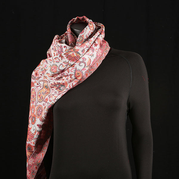 Handmade Pashmina Ladies Shawl / Scarf - Cream Pink