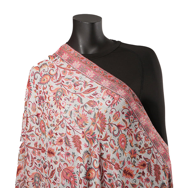 Handmade Pashmina Ladies Shawl / Scarf - Cream Pink