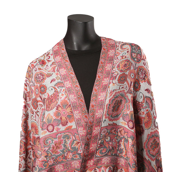 Handmade Pashmina Ladies Shawl / Scarf - Cream Pink