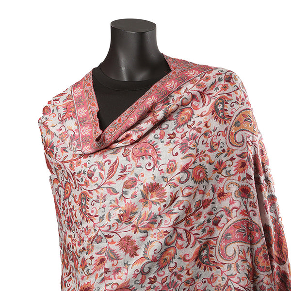 Handmade Pashmina Ladies Shawl / Scarf - Cream Pink