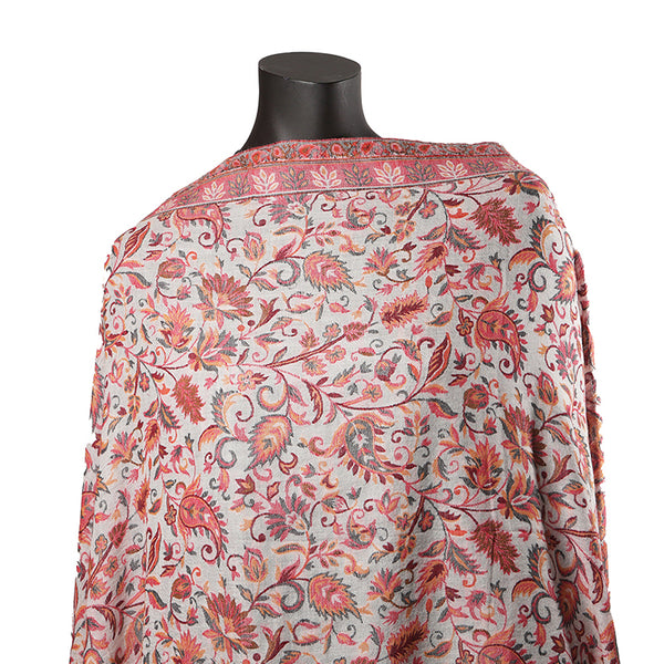 Handmade Pashmina Ladies Shawl / Scarf - Cream Pink