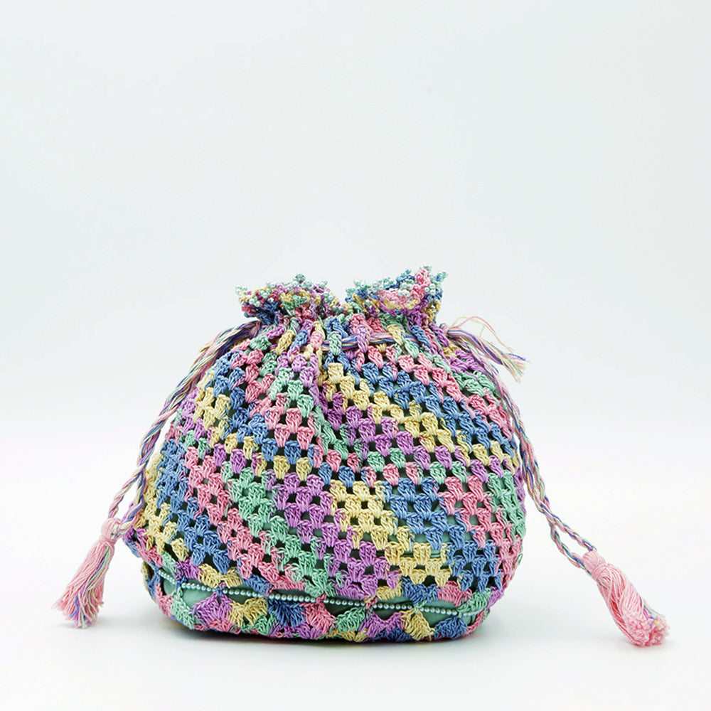 Handmade Crochet Potli Pouch - Rainbow