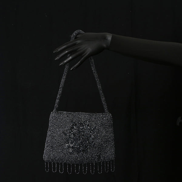 Handmade Glass Beads / Sequins Ladies Handbag / Purse - Black Lotus