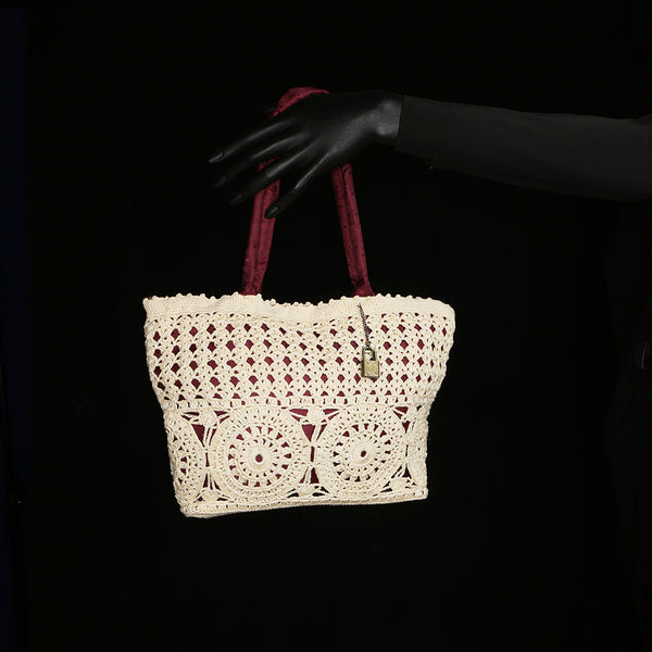 Handmade Crocheted Purse / Handbag - Eggshell Crochet