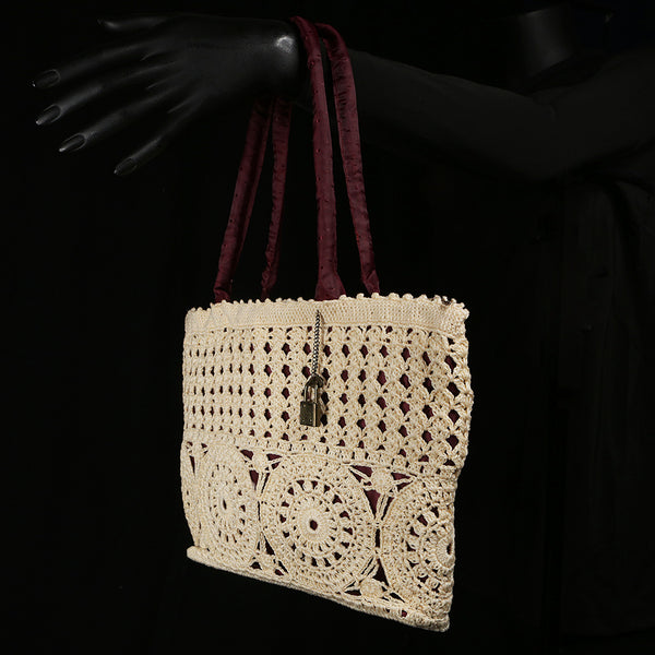 Handmade Crocheted Purse / Handbag - Eggshell Crochet