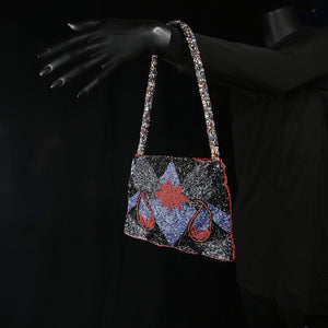 Handmade Glass Sequins / Beads Ladies Handbag / Purse - Red and Blue