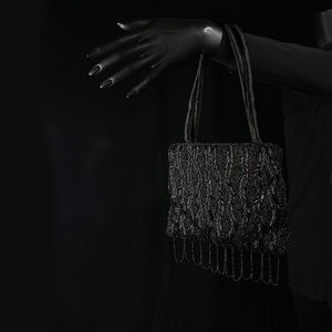 Handmade Glass Sequins / Beads Ladies Handbag / Purse -Black Beads