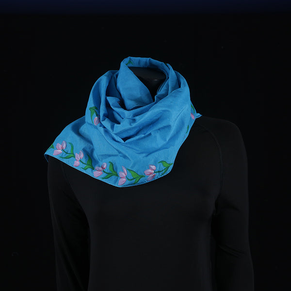 Hand painted Scarf - Turquoise Rose