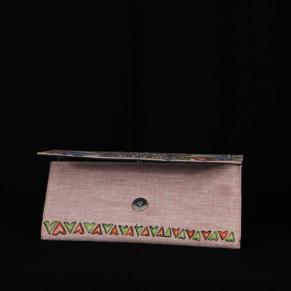 Handpainted Madhubani Ladies Clutch / Purse - Birds