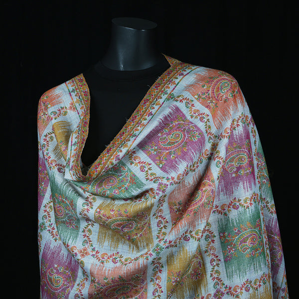 Curry Peepal Shawl Pashmina Wool India Handmade Women Scarf Shawl