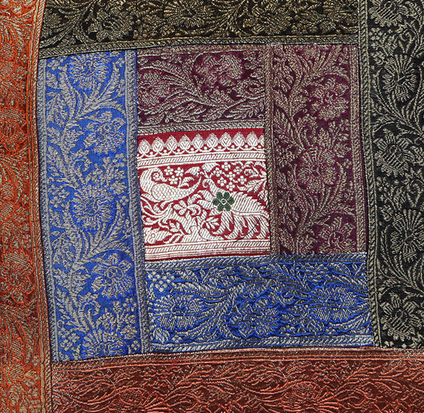 Handmade Decorative Throw Pillow Cushion & Cover -Zari Patchwork