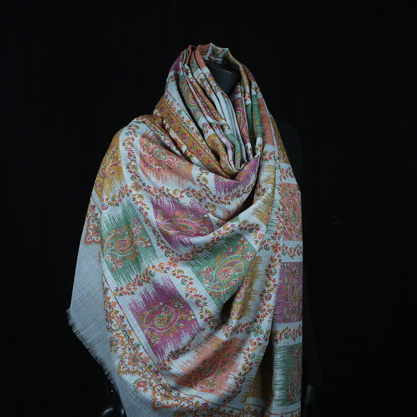 Curry Peepal Shawl Pashmina Wool India Handmade Women Scarf Shawl