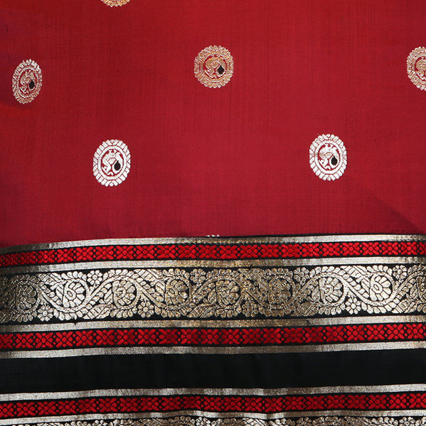 Handmade Decorative Throw Pillow Cushion & Cover -Banarasi Red