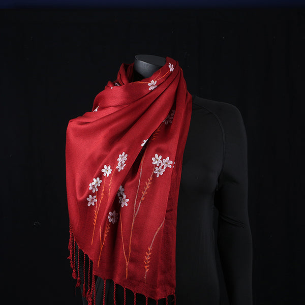 Hand painted Scarf - Red
