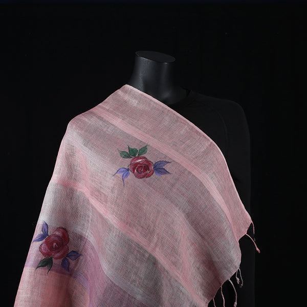 Hand painted Scarf - Pink Rose