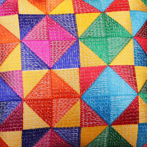 Handmade Decorative Throw Pillow Cushion & Cover Phulkari Rainbow