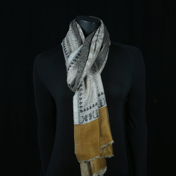 Curry Peepal Shawl Pashmina Wool India Handmade Women Scarf Shawl