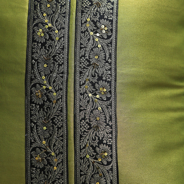 Handmade Pure Silk Cushion Cover 16 x 16 inches Green Gold