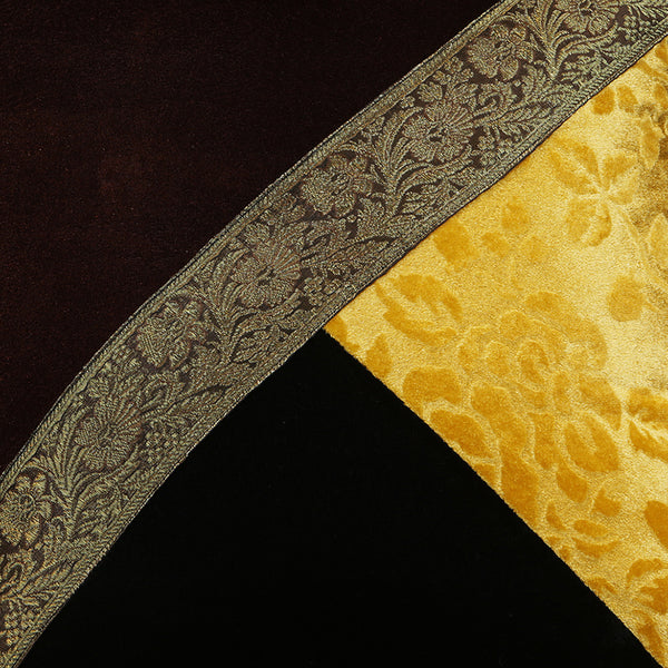 Handmade Decorative Throw Pillow Cushion & Cover Mustard Zari