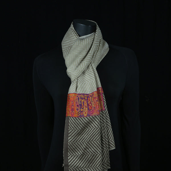 Curry Peepal Shawl Pashmina Wool India Handmade Women Scarf Shawl