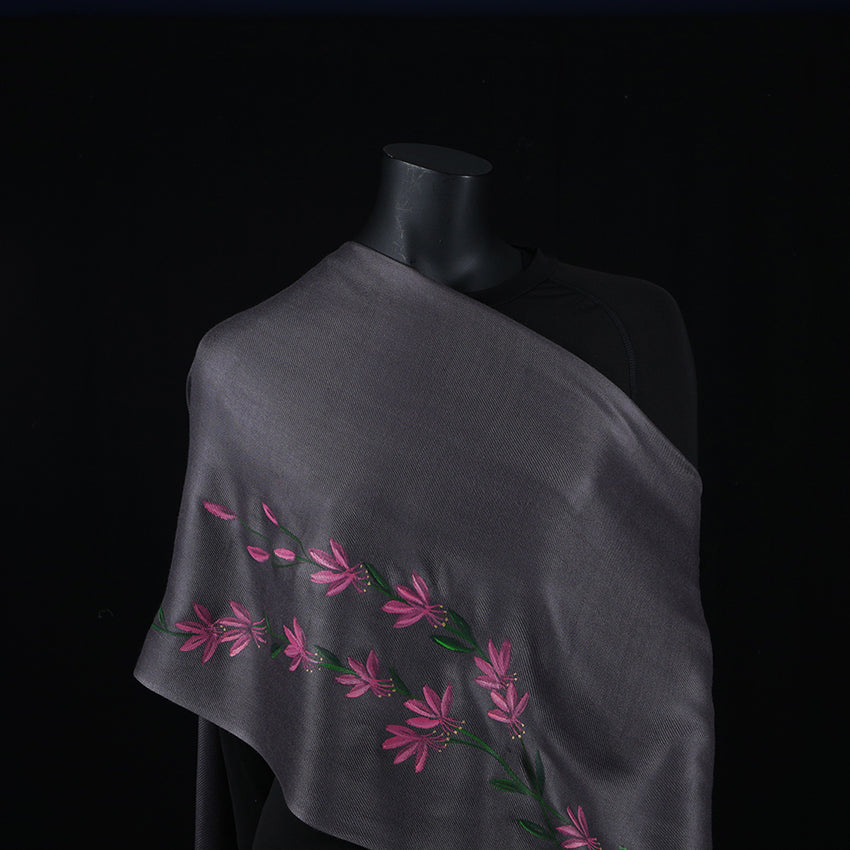 Hand painted Scarf - Grey Pink