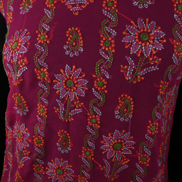 Hand embroidered Kurti Top - Chikan Embroidery - Sleeveless Pink