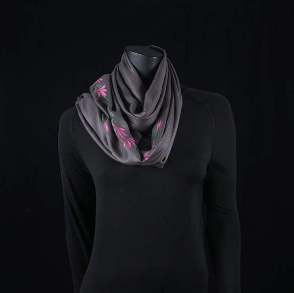 Hand painted Scarf - Grey Pink