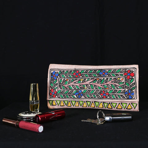 Handpainted Madhubani Ladies Clutch / Purse - Tree of Life
