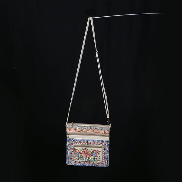 Handpainted Madhubani Ladies Purse / Sling Handbag - Fish