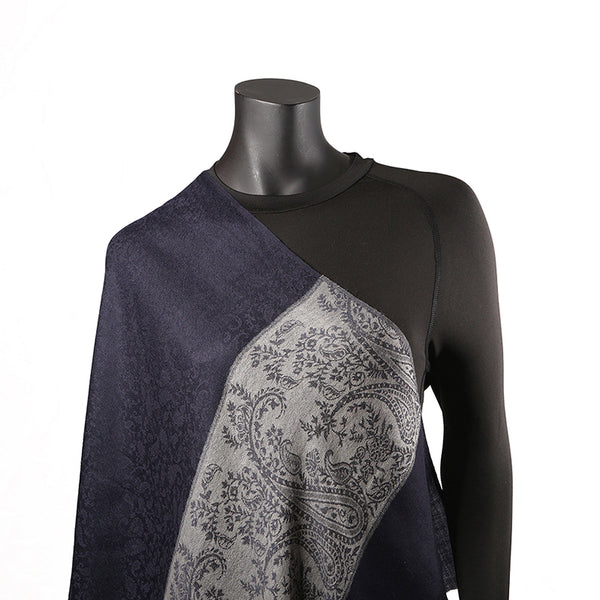 Handmade Pashmina Ladies Shawl / Scarf - Navy Blue Paisely