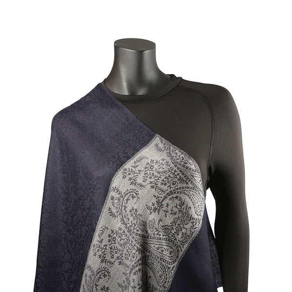 Handmade Pashmina Ladies Shawl / Scarf - Navy Blue Paisely
